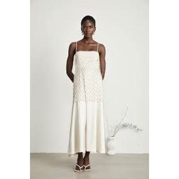 Miss Rosier Mesh Layered Dress Size Large Sleeveless Ivory Cream NEW - Picture 1 of 6